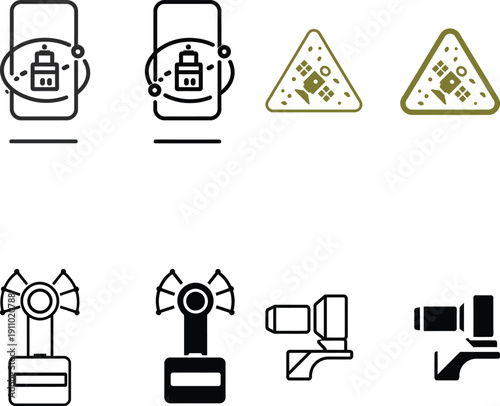 Security Camera and Warning Sign Icons