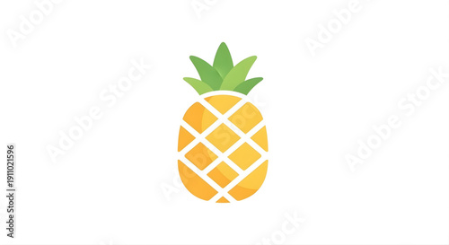 Vibrant yellow and green pineapple icon illustration, a simple graphic symbol of tropical fruit, summer, health, and refreshment in a clean, modern flat design