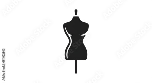 A black silhouette of a dressmaker's mannequin, also known as a tailor's dummy, used for fitting garments