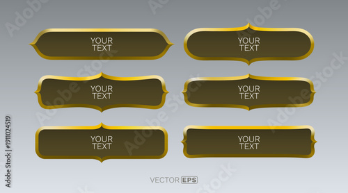 Elegant Golden Frame Set Collection. Various ornate gold banners with text placeholders.