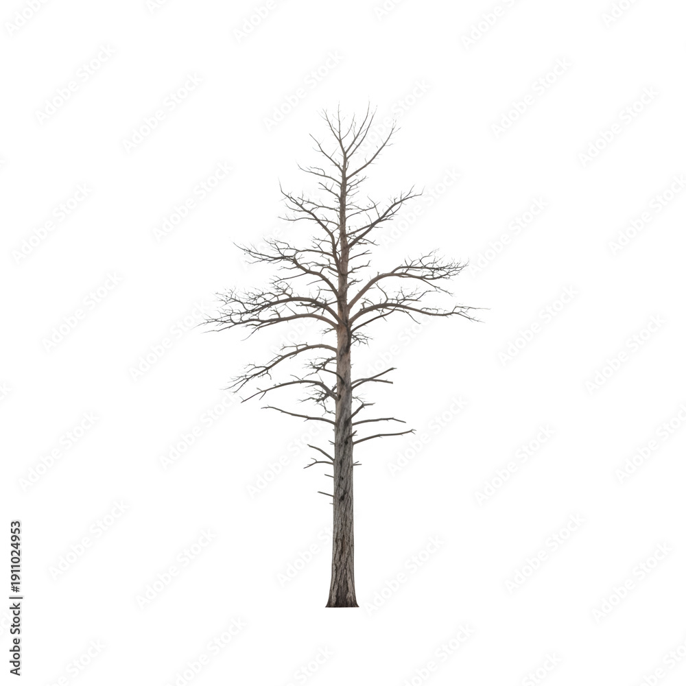 Obraz premium Silhouette of a bare tree isolated on transparent background
