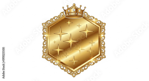 Gold Shield with Crown Decoration.