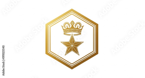 Gold Star Crown Logo Emblem.