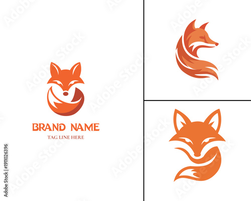 Set of Fox Head Logo Design