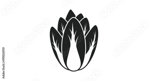 A striking black and white silhouette depicts an artichoke showcasing its layered petals and organic form high quality professional detailed