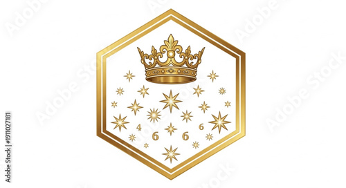 Golden Crown Emblem Hexagonal Badge.