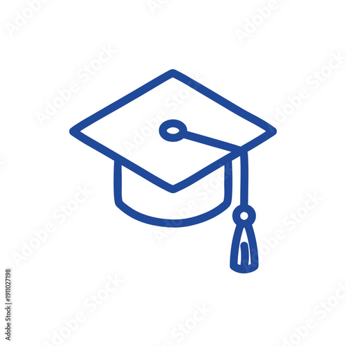 Graduation Cap Blue Line Icon