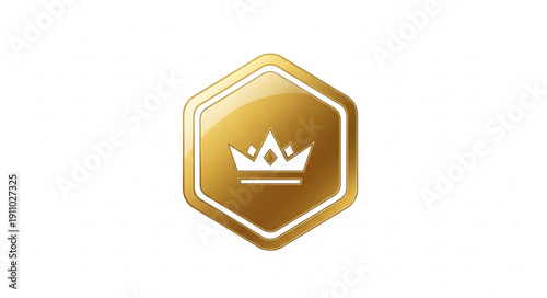 Golden Badge with Crown Icon.