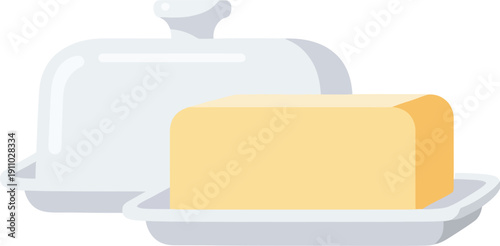 Illustration of Butter on Butter Dish with Lid