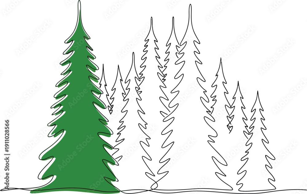 Obraz premium Evergreen Forest Landscape with Pine Trees