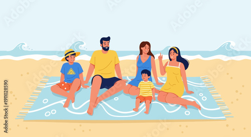 Joyful Family Enjoying A Sunny Day At The Beach Together