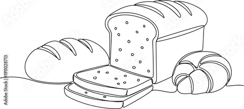 Fresh Bread Loaves and Slices Illustration