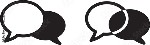 Speech bubble icons set, black silhouette vector illustration of overlapping chat symbols for dialogue and communication design