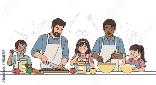 Joyful Family Kitchen Moments Engaging in Culinary Activities Together Creating Memories