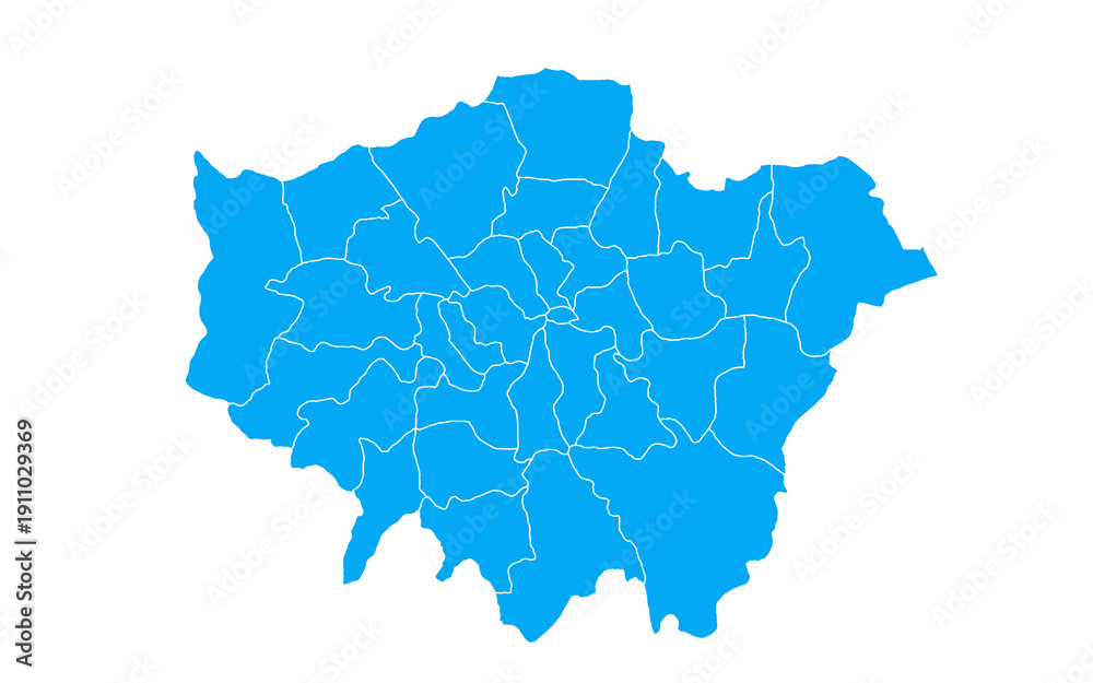 Fototapeta premium London Map. London administrative map. borough map of Greater London, empty map of London