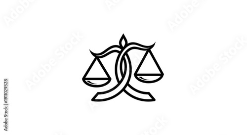 Minimalist Equilibrium Emblem Depicting Justice, Balance, and Fair Assessment Abstract Design