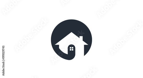 Minimalist House Icon Within a Circle: Modern Design for Real Estate and Property Logos