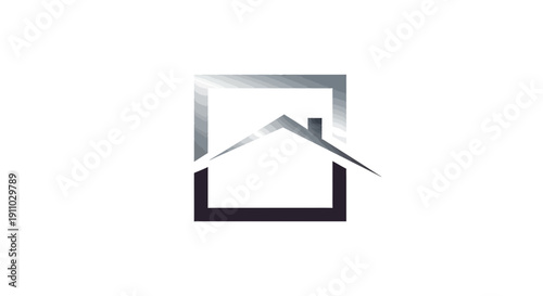 Minimalist House Icon Within a Square Frame Representing Real Estate Imagery Perfectly