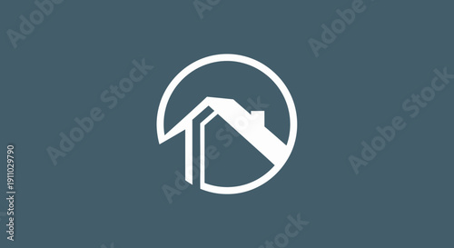 Minimalist House Icon Within Circle for Real Estate or Property Concepts Design