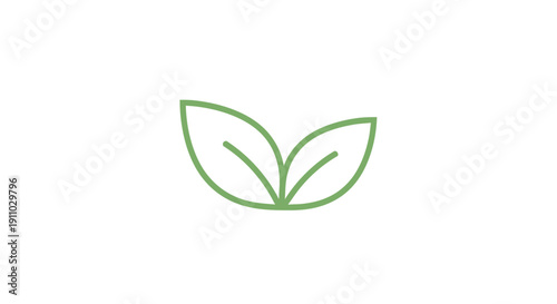 Minimalist Green Leaf Icon Representing Nature, Organic Elements, And Growth Visuals