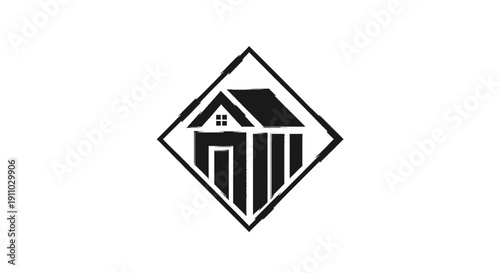 Free Download Minimalist House Logo Design Inside a Diamond Frame for Real Estate Branding - GFXLoad