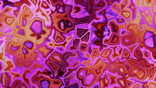 Abstract computer generated pattern creating vibrant purple and orange fluid mosaic