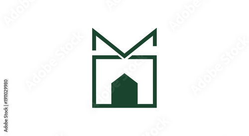 Minimalist Green Logo Design Featuring Geometric Shapes and Symbolic Abstraction