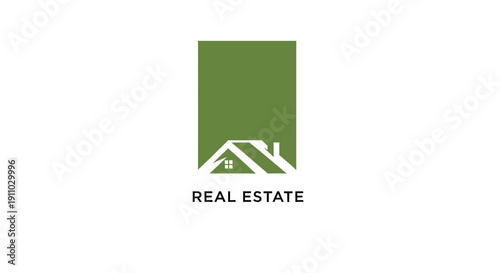 Minimalist Green Logo Showcasing Real Estate Symbol in a Contemporary And Aesthetic Style