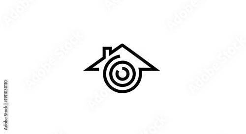 Minimalist House Security Eye Icon Design For Modern Home Protection Concept