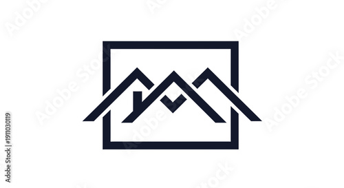 Minimalist Home Design Logo In Square Frame With Unique Geometric Roof Outlines