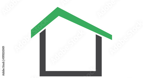 Minimalist Home Illustration With Green Roof Vector: Perfect For Design Projects And Branding
