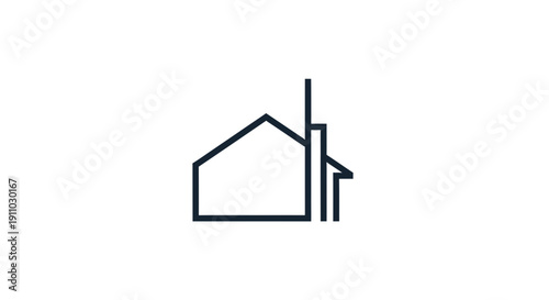 Minimalist House And Chimney Logo Design Isolated On A White Background