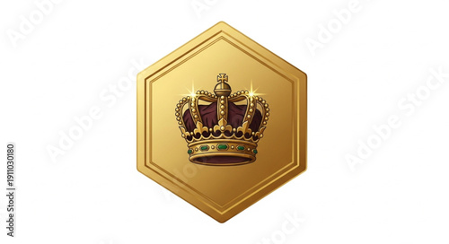 Golden Crown Emblem on Hexagon.