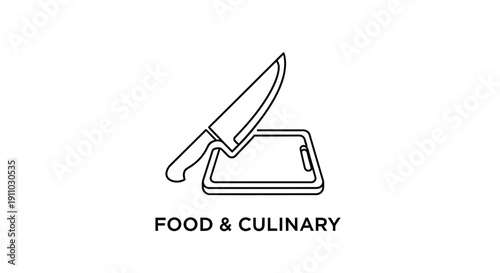 Minimalist Kitchen Tools: A Striking Vector Illustration of Chefs Knife and Cutting Board