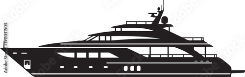 Modern Motor Yacht Silhouettes - Streamlined Geometric Design