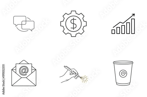 Icons representing various business and financial operations