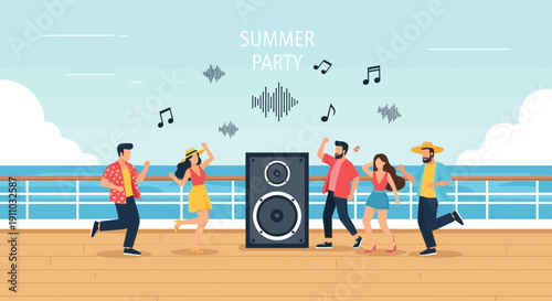 Joyful Summer Cruise Party Lively Dance Music Celebration
