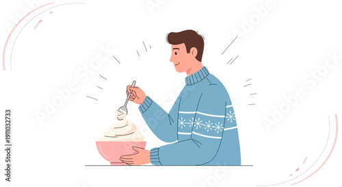 Man Enjoying A Sweet Treat With A Spoonful Of Delight