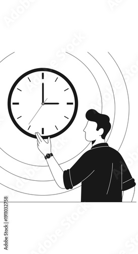 Man Adjusting Clock Indicating Time Management And Productivity Solutions