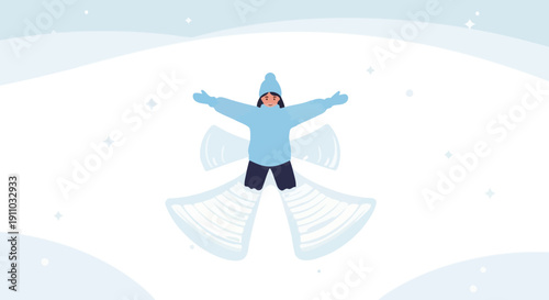 Joyful Winter Activity Making Snow Angels Fun Outdoor Recreation