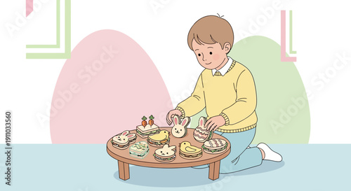 Joyful Youngster Arranges Adorable Easter Themed Treats