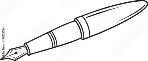 Luxury Fountain Pen Silhouettes - Classic Cigar Shaped Writing Instrument