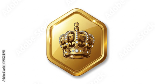 Golden Crown Emblem on Hexagon.