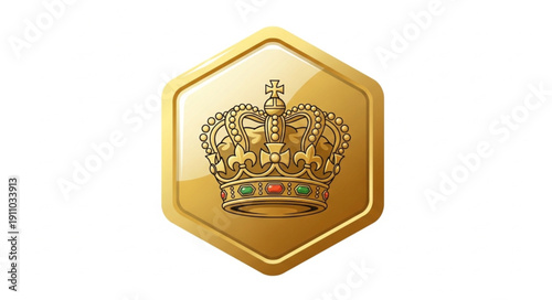 Golden Crown Emblem on Hexagon.