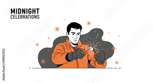 Man Holding Sparkler Festive Occasion