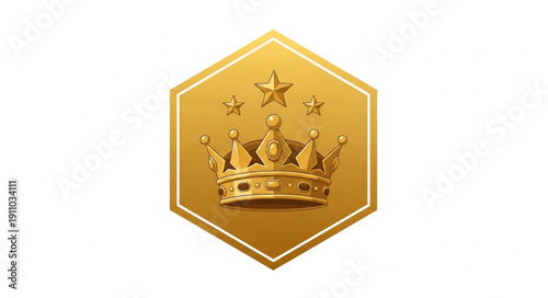 Golden Crown Emblem with Stars.