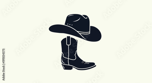 Cowboy Hat and Boot Icon, Western Culture Symbol