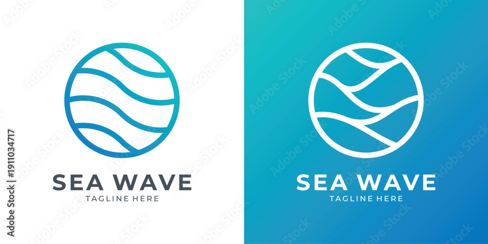 Fototapeta premium Ocean wave logo with flowing line
