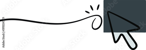 Highlights the interactive nature of a mouse cursor making a selection in a minimalist, single-stroke design.