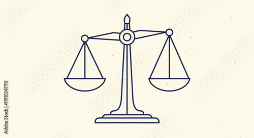 Minimalist Scales Of Justice Illustration Depicting Balance and Equitable Decision Making